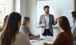 Salle de formation en action - formation en présentiel